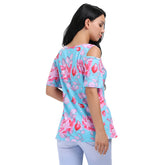 Kaamastra Blue Casual Regular Sleeve Floral Print Womens Top